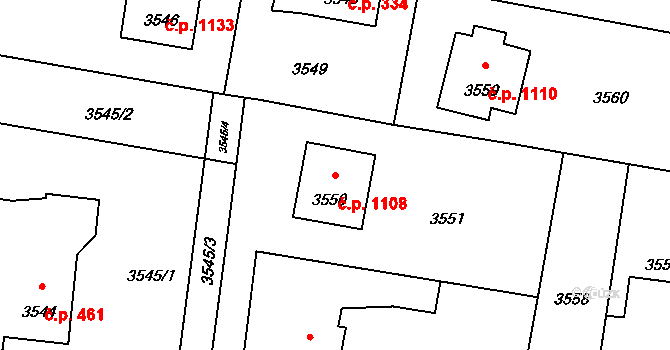Lutyně 1108, Orlová na parcele st. 3550 v KÚ Horní Lutyně, Katastrální mapa