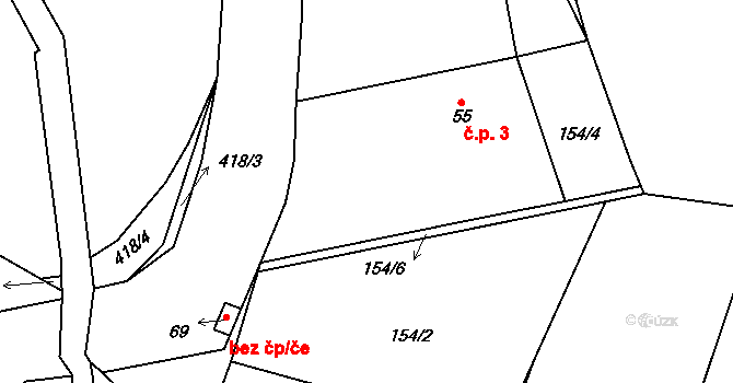 Labouň 3, Jičíněves na parcele st. 55 v KÚ Labouň, Katastrální mapa