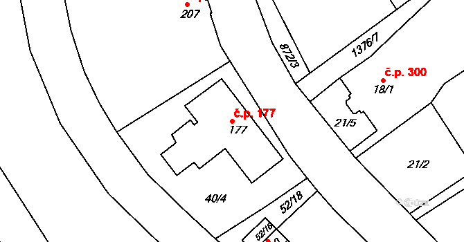 Stará Paka 177 na parcele st. 177 v KÚ Stará Paka, Katastrální mapa