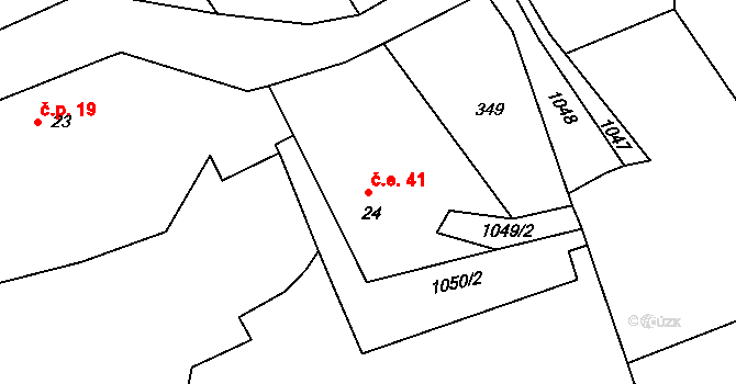 Levín 41 na parcele st. 24 v KÚ Muckov, Katastrální mapa