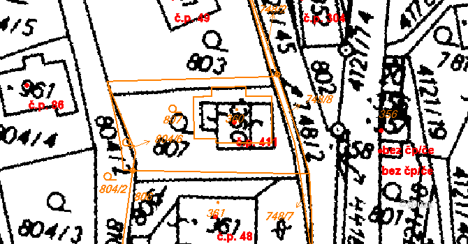 Dolní Dobrouč 411 na parcele st. 360 v KÚ Dolní Dobrouč, Katastrální mapa