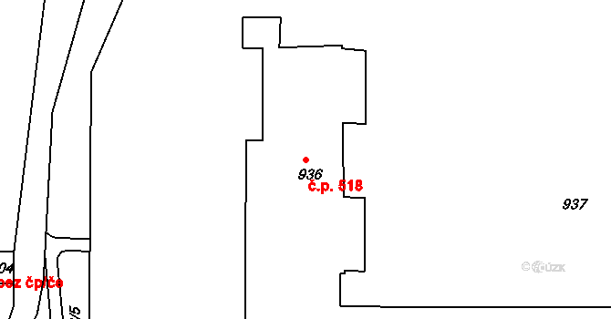 Klášterec nad Ohří 518 na parcele st. 936 v KÚ Klášterec nad Ohří, Katastrální mapa