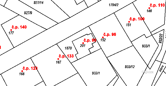 Kejžlice 95 na parcele st. 201 v KÚ Kejžlice, Katastrální mapa