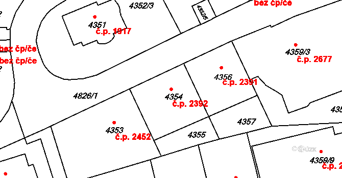Smíchov 2392, Praha na parcele st. 4354 v KÚ Smíchov, Katastrální mapa