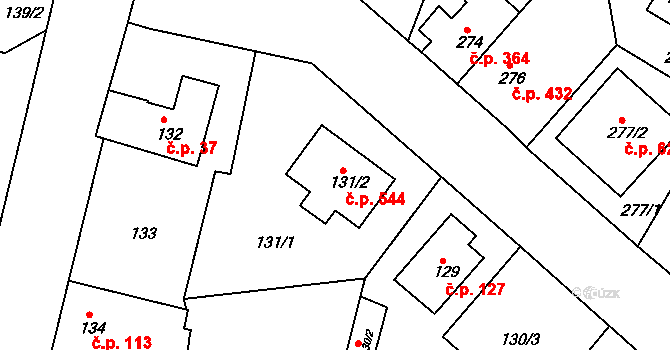 Řepy 544, Praha na parcele st. 131/2 v KÚ Řepy, Katastrální mapa