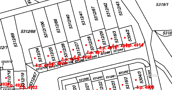 Chomutov 4917 na parcele st. 5312/28 v KÚ Chomutov I, Katastrální mapa