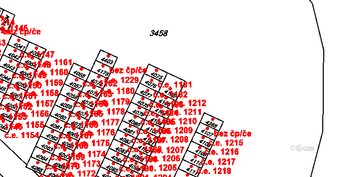Kuřim 1212 na parcele st. 4106 v KÚ Kuřim, Katastrální mapa