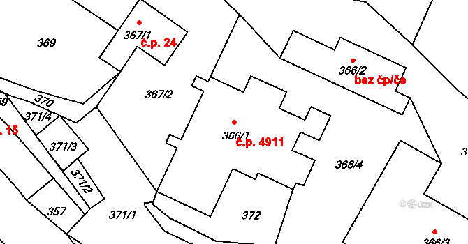 Lukášov 4911, Jablonec nad Nisou na parcele st. 366/1 v KÚ Lukášov, Katastrální mapa