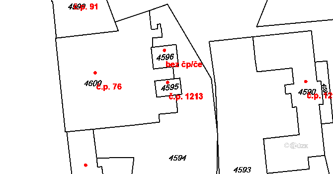 Město 1213, Orlová na parcele st. 4595 v KÚ Orlová, Katastrální mapa