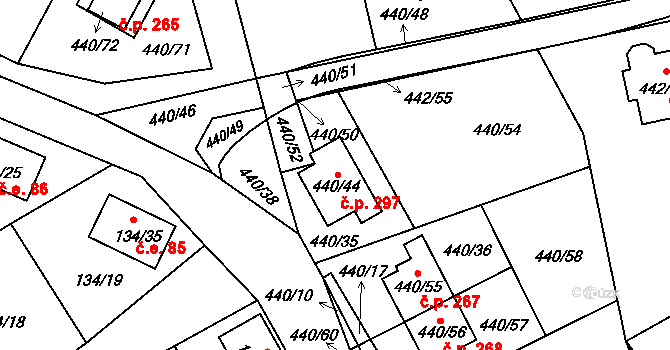 Slupečná 297, Lipno nad Vltavou na parcele st. 440/44 v KÚ Lipno nad Vltavou, Katastrální mapa