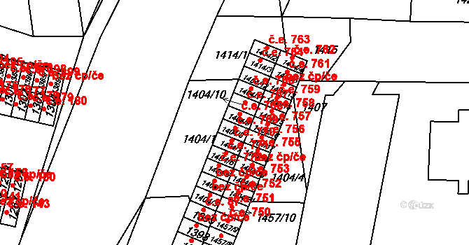 Lovosice 768 na parcele st. 1404/9 v KÚ Lovosice, Katastrální mapa