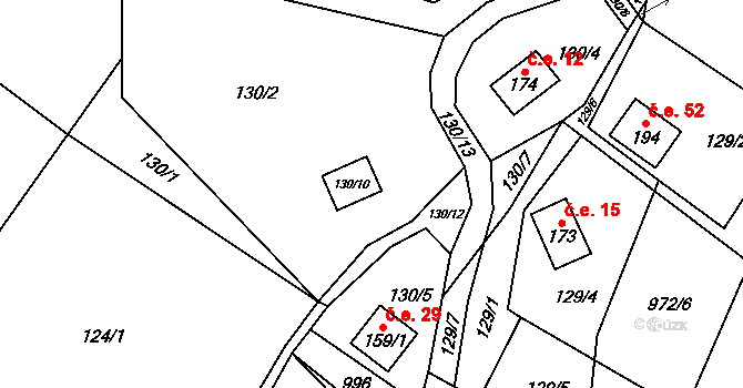 Lukavička 11, Lukavice na parcele st. 130/10 v KÚ Lukavice, Katastrální mapa