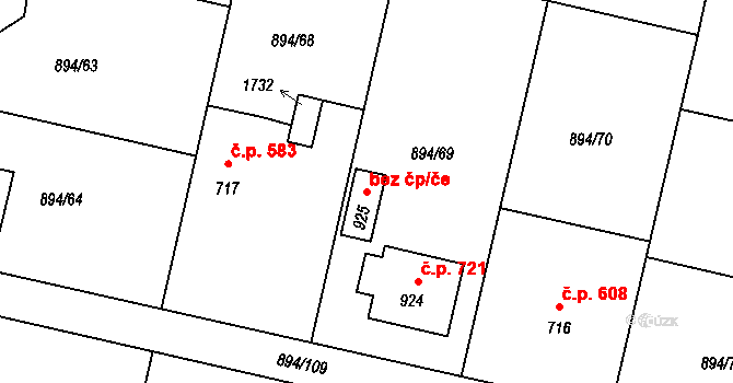 Pacov 39262456 na parcele st. 925 v KÚ Pacov, Katastrální mapa