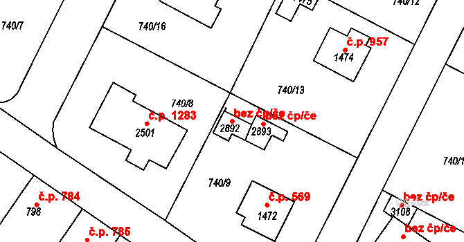 Neratovice 39366456 na parcele st. 2892 v KÚ Neratovice, Katastrální mapa