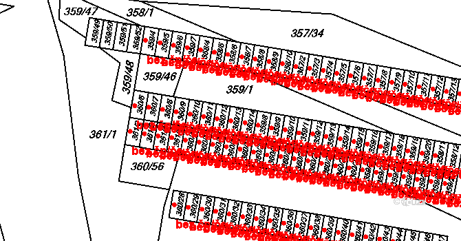 Rousínov 109 na parcele st. 360/13 v KÚ Rousínov u Vyškova, Katastrální mapa