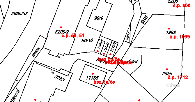 Pardubice 40395456 na parcele st. 7149/1 v KÚ Pardubice, Katastrální mapa