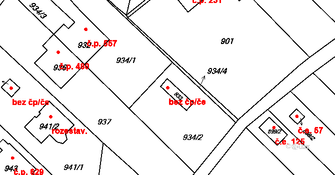 Velká Bystřice 40893456 na parcele st. 933 v KÚ Velká Bystřice, Katastrální mapa