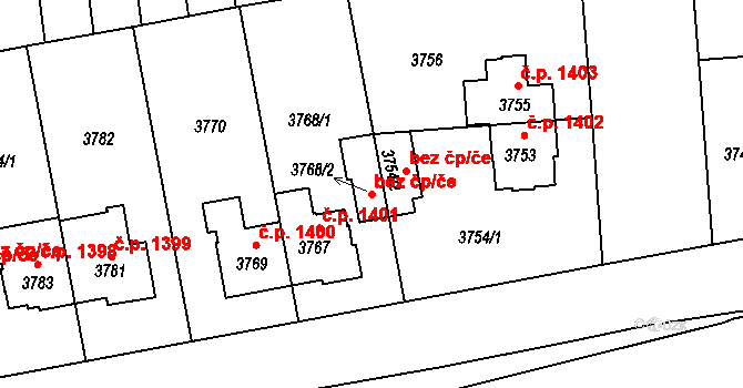 Praha 43242456 na parcele st. 3768/2 v KÚ Žižkov, Katastrální mapa