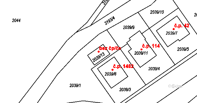 Rychnov nad Kněžnou 44266456 na parcele st. 2039/13 v KÚ Rychnov nad Kněžnou, Katastrální mapa