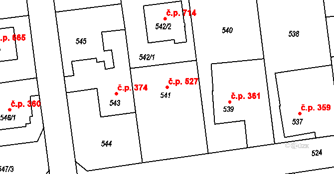 Bolatice 527 na parcele st. 541 v KÚ Bolatice, Katastrální mapa