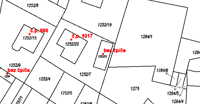 Kosmonosy 48120456 na parcele st. 1252/21 v KÚ Kosmonosy, Katastrální mapa