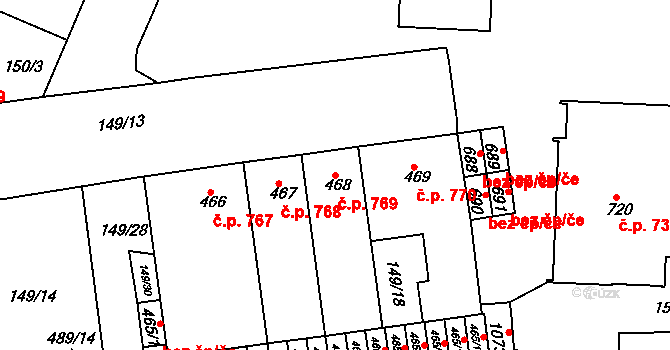 Kralupy nad Vltavou 769 na parcele st. 468 v KÚ Kralupy nad Vltavou, Katastrální mapa