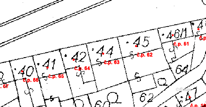 Choltice 63 na parcele st. 44 v KÚ Choltice, Katastrální mapa