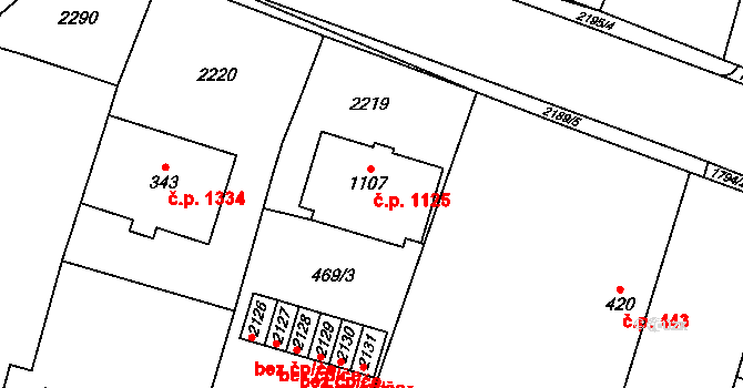 Přelouč 1125 na parcele st. 1107 v KÚ Přelouč, Katastrální mapa
