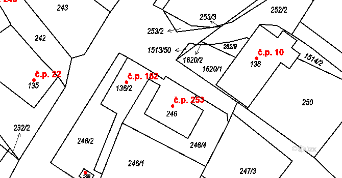 Libhošť 253 na parcele st. 246 v KÚ Libhošť, Katastrální mapa