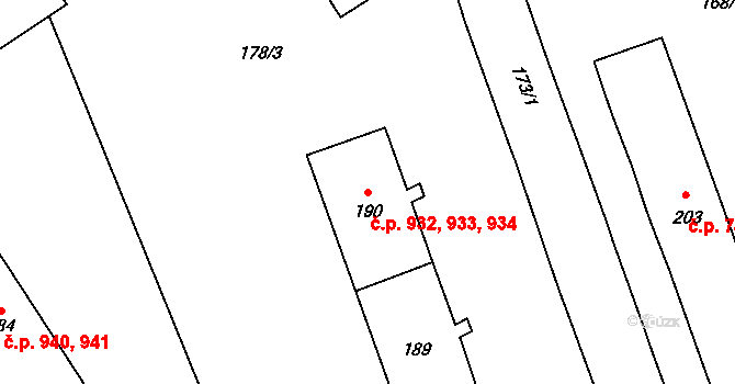 Kopřivnice 932,933,934 na parcele st. 188 v KÚ Kopřivnice, Katastrální mapa