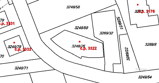 Martinov 3322, Ostrava na parcele st. 3248/76 v KÚ Martinov ve Slezsku, Katastrální mapa