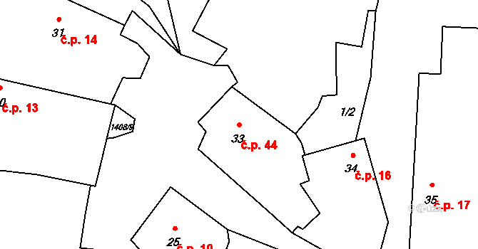 Pole 44, Kadov na parcele st. 33 v KÚ Pole, Katastrální mapa