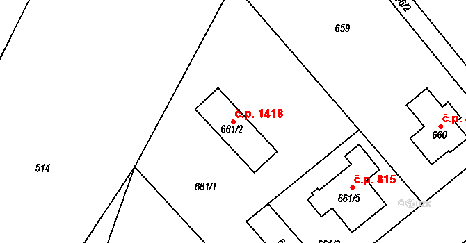 Rychnov nad Kněžnou 1418 na parcele st. 661/2 v KÚ Rychnov nad Kněžnou, Katastrální mapa