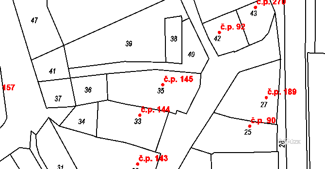Borkovany 145 na parcele st. 35 v KÚ Borkovany, Katastrální mapa