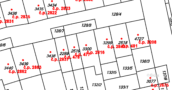 Kroměříž 2816 na parcele st. 3300 v KÚ Kroměříž, Katastrální mapa