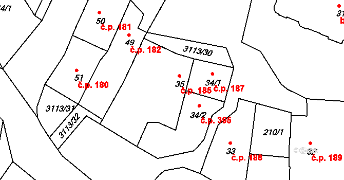 Bečov nad Teplou 185 na parcele st. 35 v KÚ Bečov nad Teplou, Katastrální mapa