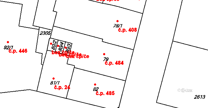 Jablonec nad Nisou 484 na parcele st. 79/2 v KÚ Jablonec nad Nisou, Katastrální mapa