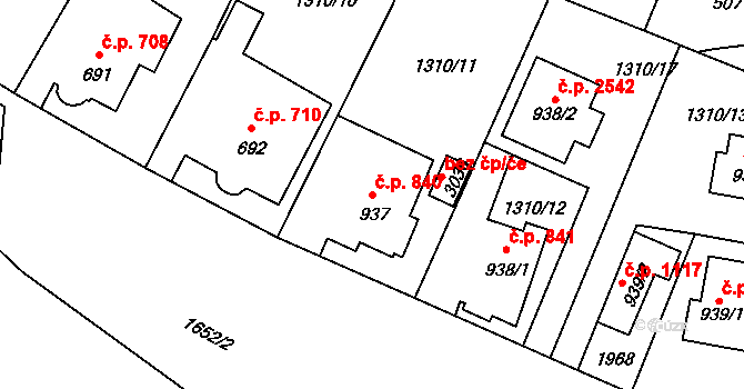 Říčany 840 na parcele st. 937 v KÚ Říčany u Prahy, Katastrální mapa