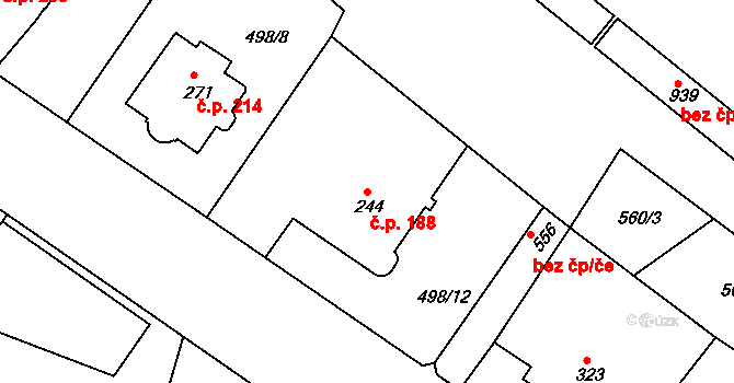 Františkovy Lázně 188 na parcele st. 244 v KÚ Františkovy Lázně, Katastrální mapa