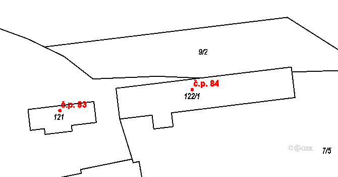 Františkov 84, Rokytnice nad Jizerou na parcele st. 122/1 v KÚ Františkov v Krkonoších, Katastrální mapa