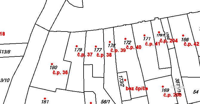 Cvikov I 38, Cvikov na parcele st. 177 v KÚ Cvikov, Katastrální mapa