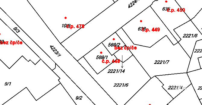 Kardašova Řečice 448 na parcele st. 569/1 v KÚ Kardašova Řečice, Katastrální mapa