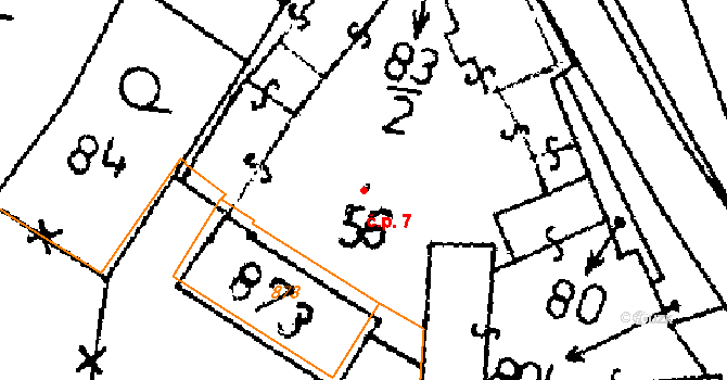 Škvořetice 7 na parcele st. 56 v KÚ Škvořetice, Katastrální mapa