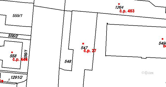Trnitá 27, Brno na parcele st. 547 v KÚ Trnitá, Katastrální mapa