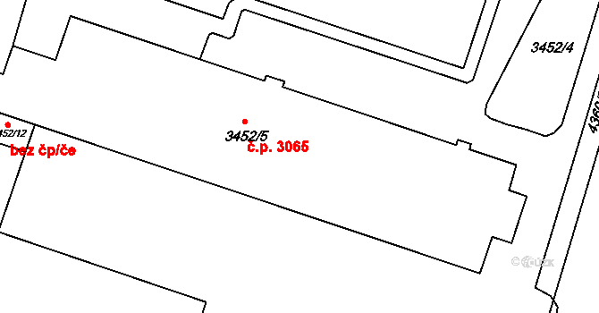 Teplice 3065 na parcele st. 3452/5 v KÚ Teplice, Katastrální mapa