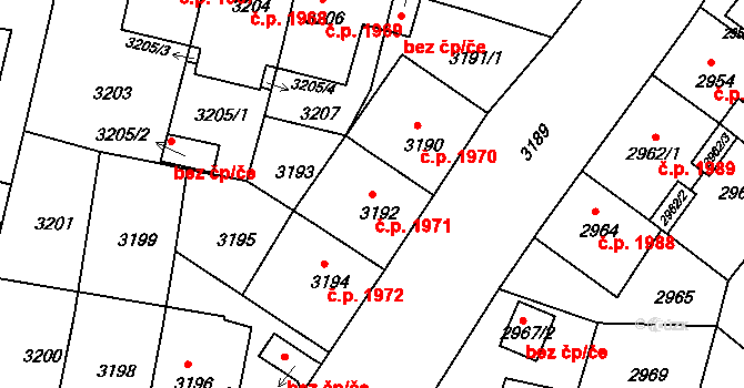 Žižkov 1971, Praha na parcele st. 3192 v KÚ Žižkov, Katastrální mapa