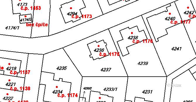 Záběhlice 1175, Praha na parcele st. 4236 v KÚ Záběhlice, Katastrální mapa