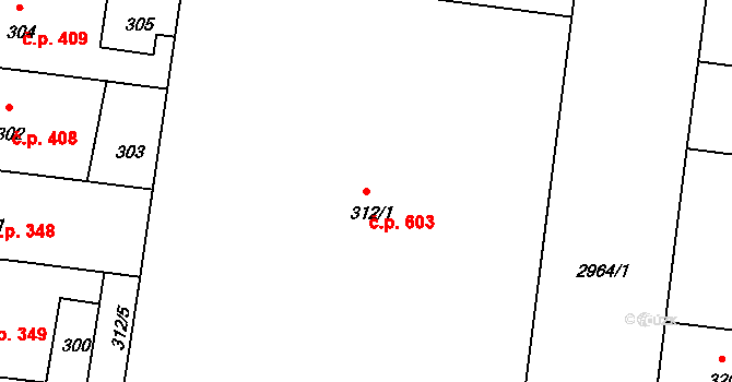 Nusle 603, Praha na parcele st. 312/1 v KÚ Nusle, Katastrální mapa