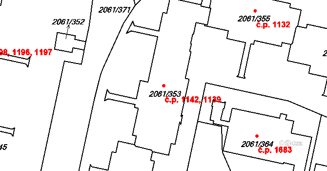 České Budějovice 2 1139,1142, České Budějovice na parcele st. 2061/353 v KÚ České Budějovice 2, Katastrální mapa