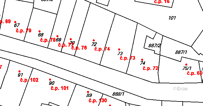 Maršov 74 na parcele st. 72 v KÚ Maršov u Veverské Bítýšky, Katastrální mapa